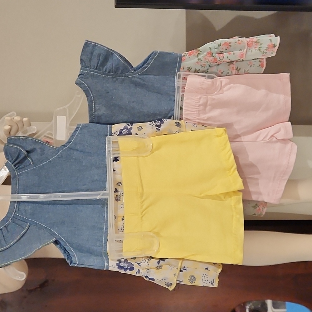 NEW GIRLS DDG DARLINGS 2 PC DRESS & SHORT SET S 12M A PINK OR YELLOW SIZE 12M - Picture 4 of 6